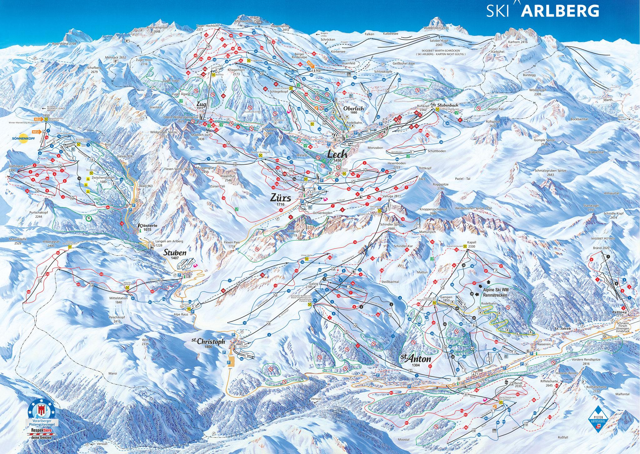 Arlberg Piste Map | J2Ski