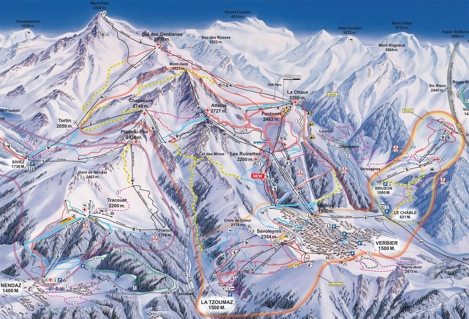 Verbier Piste Map J2ski regarding How To Ski Verbier