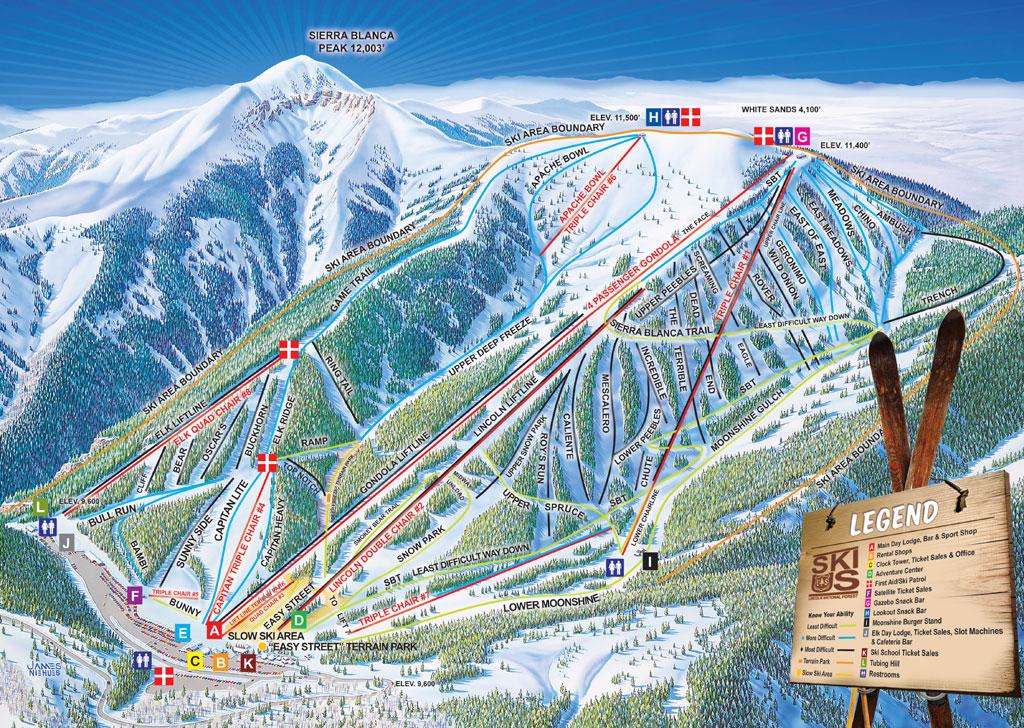 Ski Apache Trail Map.