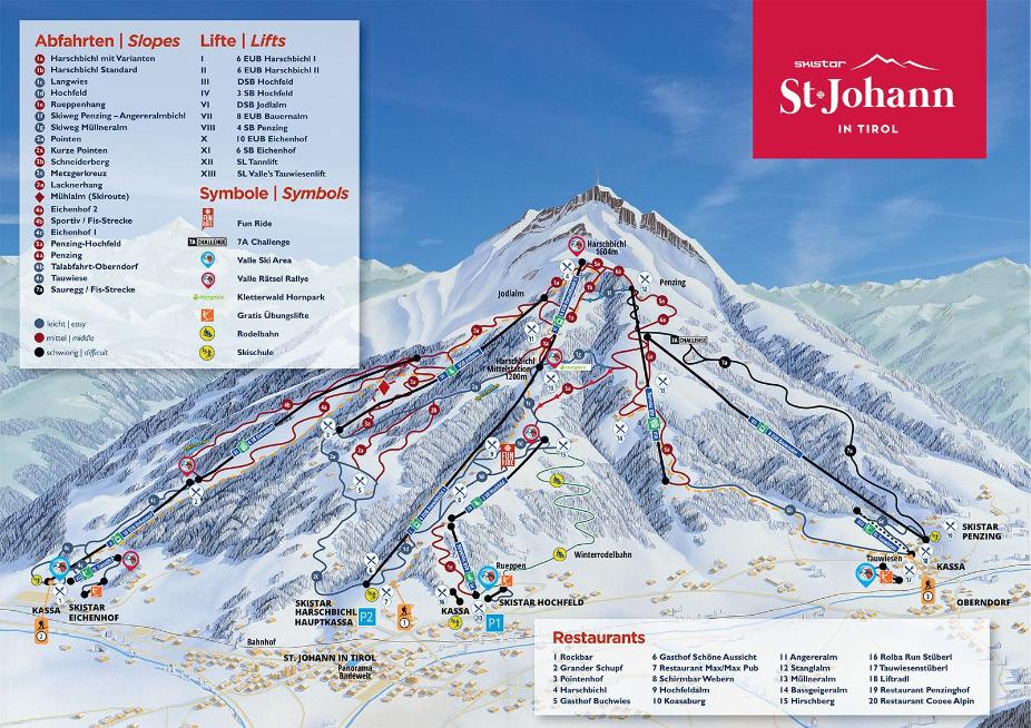 St Johann in Tirol Trail Map