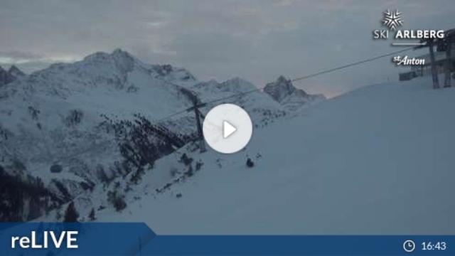 WebCam showing current Snow conditions in St. Anton am Arlberg